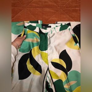 Zara Printed Silky Wide-Leg Pant